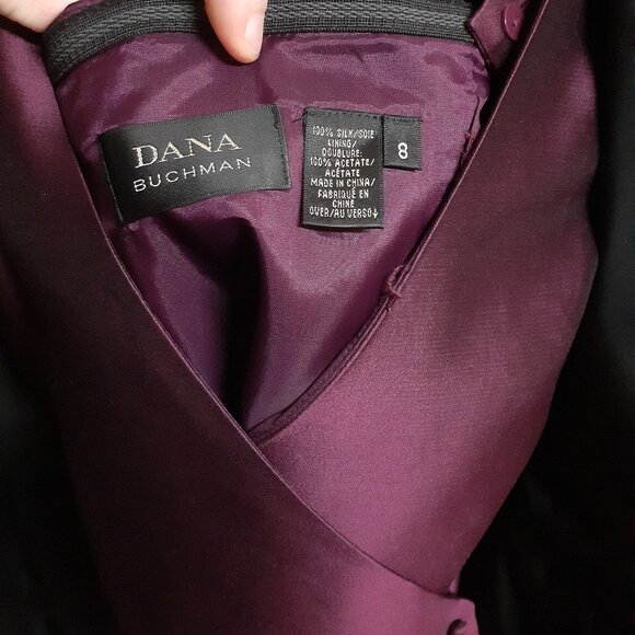 Dana Buchman Long Coat With Silk Vest Included! Size 8 Black/Purple *Unworn* - Picture 4 of 7